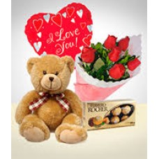 COMBO ROSES FERRERO PLUSH AND BALLOON
